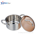 Stainless steel korea cookware set with color glass lid